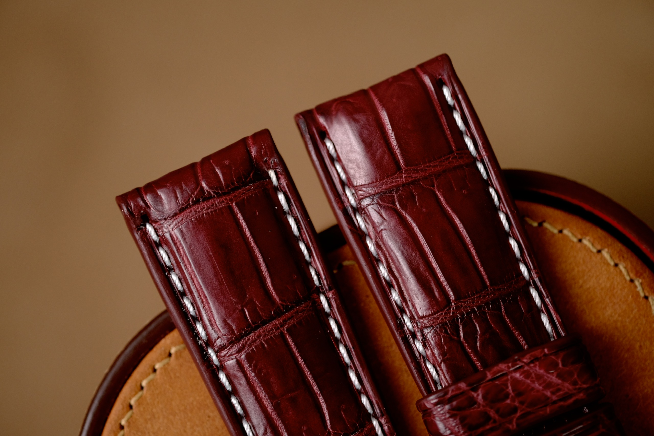 Handmade Red Bordeaux Crocodiles strap for Panerai - Image 4