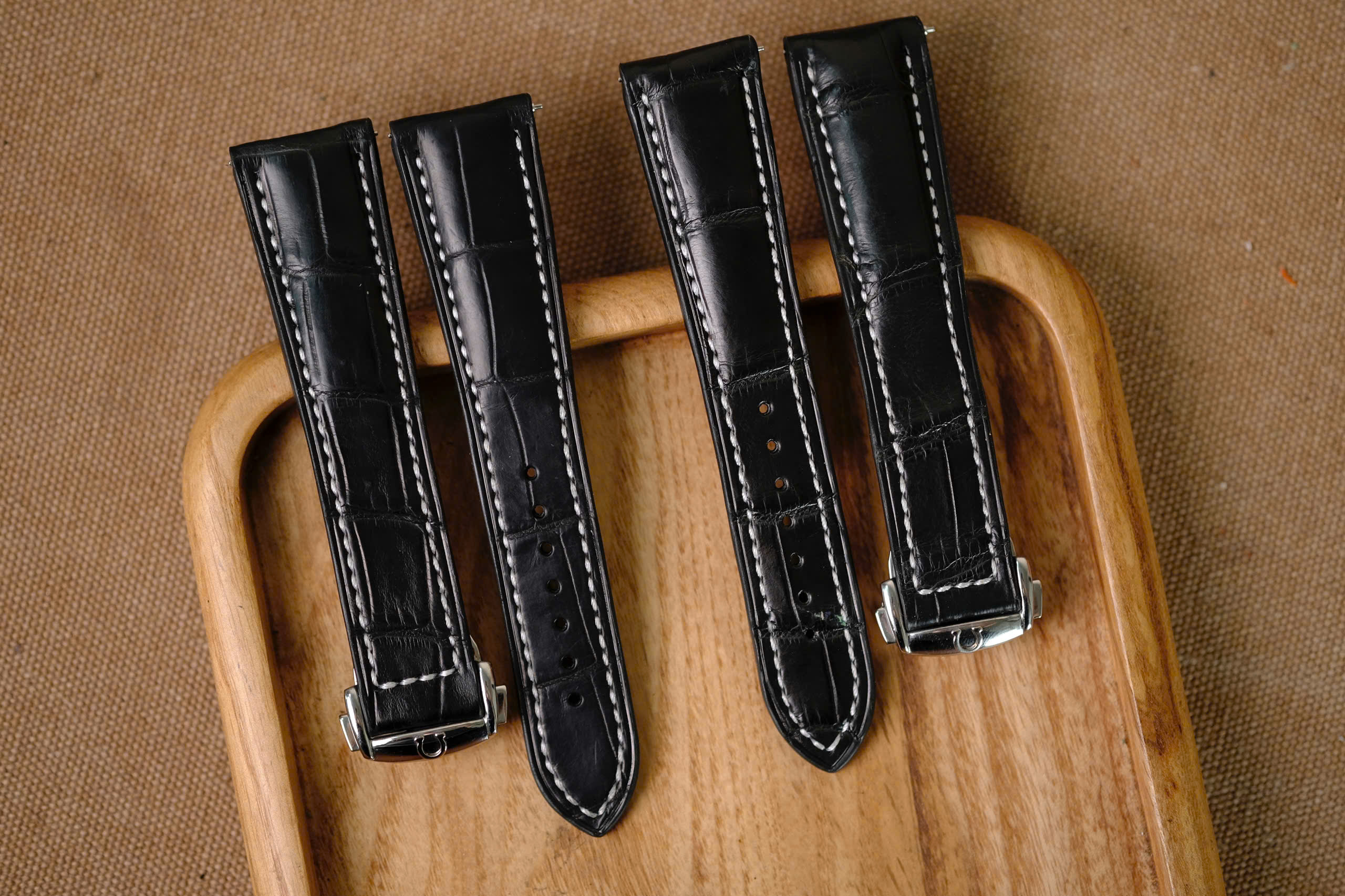 Handmade black strap for Omega with white stitching - Image 7