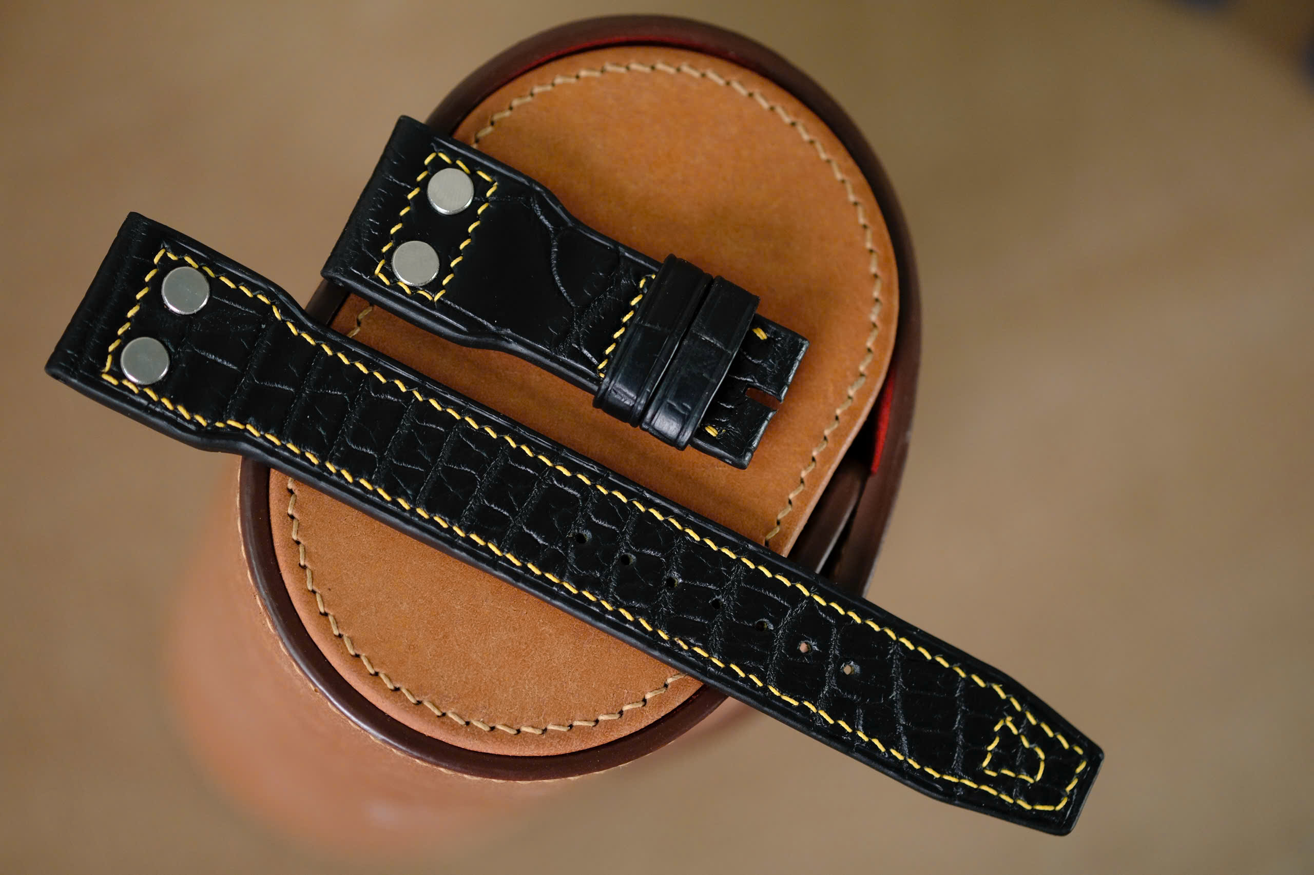 Handmade black strap for IWC