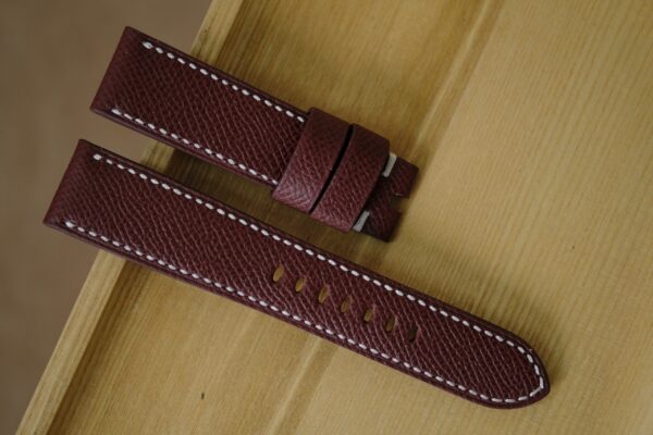 Handmade red bordeaux Epsom leather strap for PAM Panerai