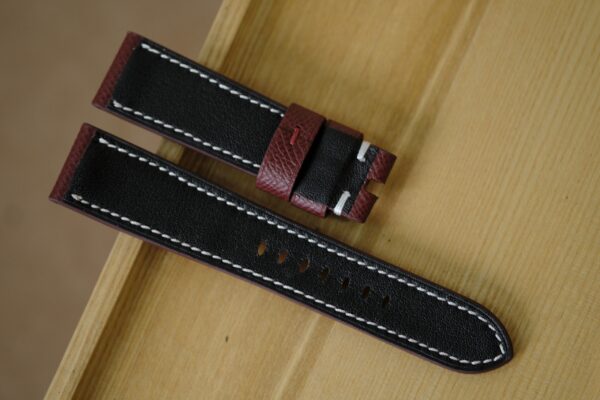 Handmade red bordeaux Epsom leather strap for PAM Panerai - Image 6
