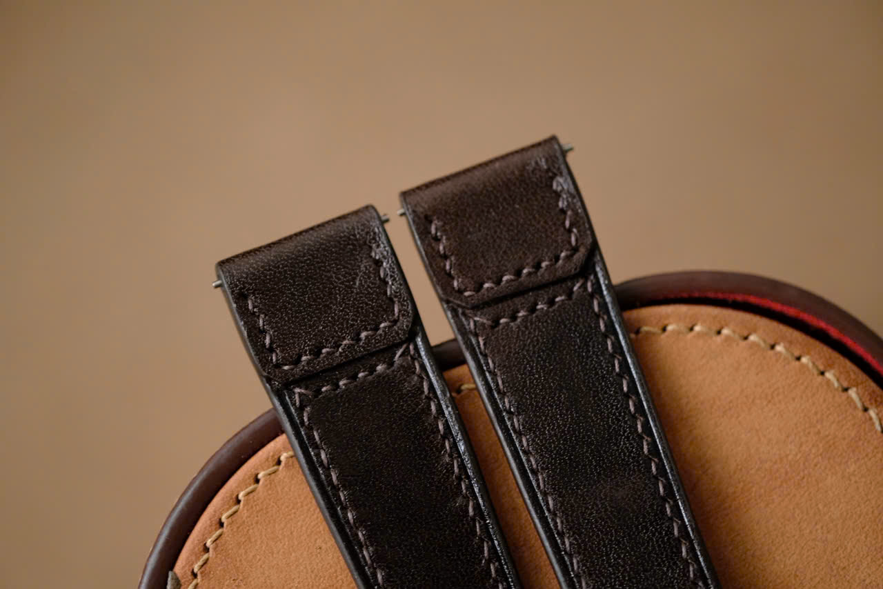 Handmade dark brown Leather Strap with Matching Gray Stitching – Custom Sizes for Jaeger-LeCoultre Reverso (JLC) - Image 5