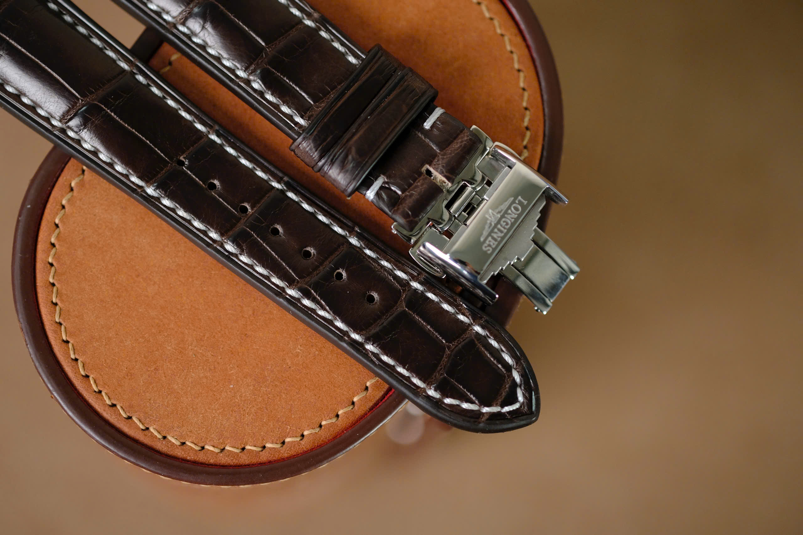 Handmade dark brown leather strap for Longines size 21/18 - Custom size & length - Image 6